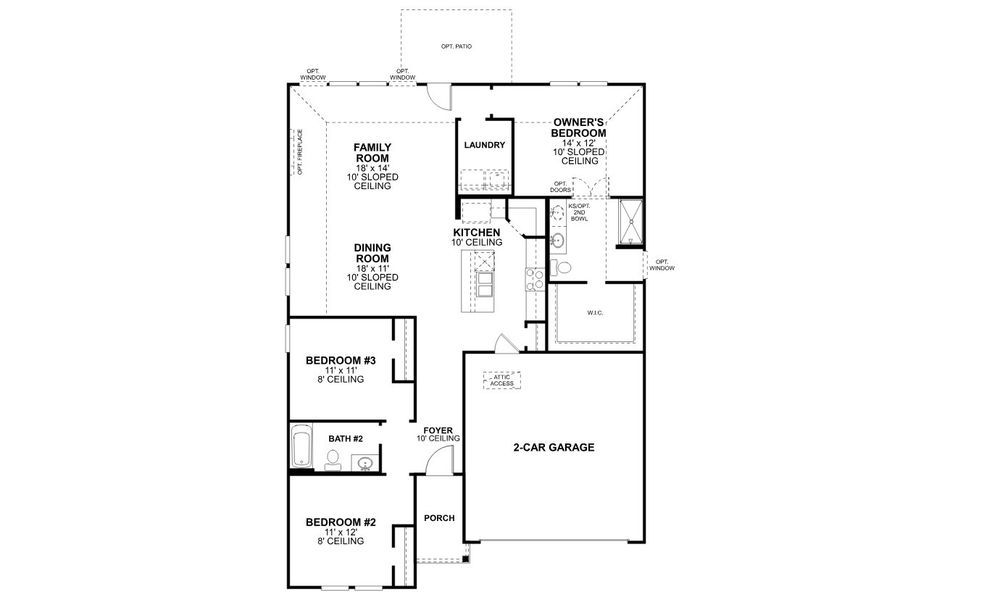 2D floor plan layout for the Kingsley - 40' Smart Series by M/I Homes in Lane Ranch, Sanger, TX (Image 3).