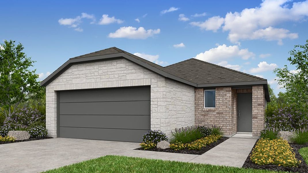 Representative exterior photo of a completed home built from the Eagle by Taylor Morrison in Sunfield, Mustang Ridge, TX (Image 4). Representative exterior photo of a completed home built from the Eagle by Taylor Morrison in Sunfield, Mustang Ridge, TX (Image 4).