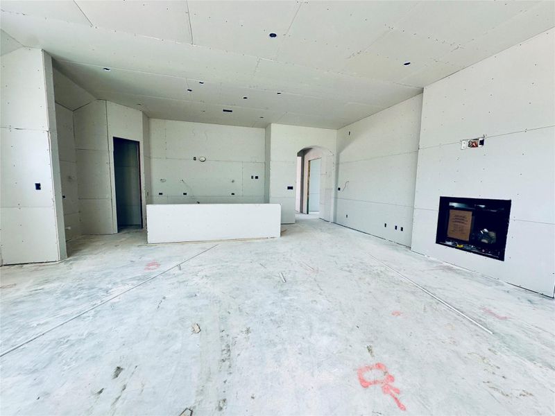 Open Concept Kitchen & Family Room with fireplace Open Concept Kitchen & Family Room with fireplace