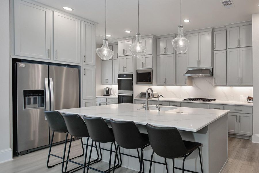 Furnished interior view inside a new home in The Highlands - 65', Porter (Image 16). Furnished interior view inside a new home in The Highlands - 65', Porter (Image 16).