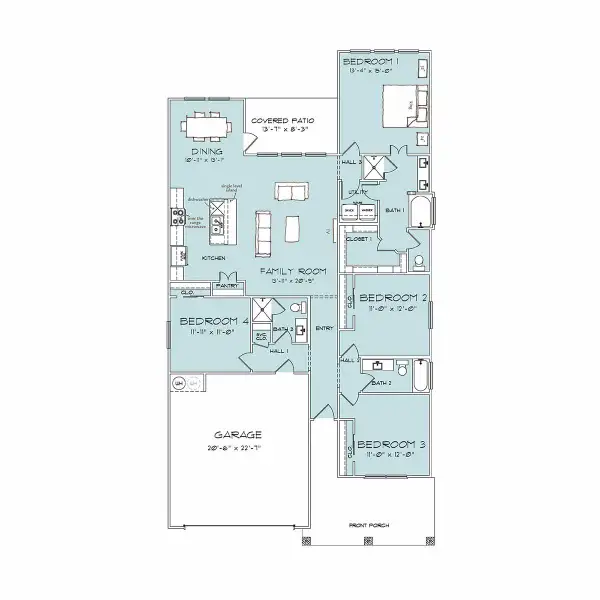 2D floor plan layout of this home in Southern Pointe, College Station, TX (Image 3).