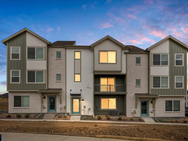 Front exterior of a new home in Three Hills, Morrison, CO, highlighting curb appeal (Image 1).