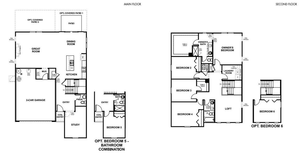 2D floor plan layout for the Moonstone by Richmond American Homes in Woodbridge, Fernandina Beach, FL (Image 4).