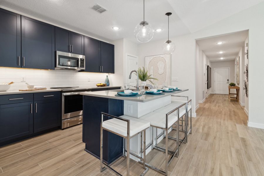 Kitchen with pendant lighting