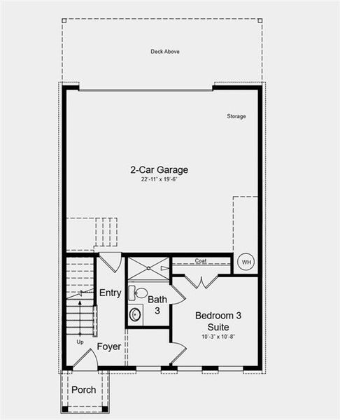 2D floor plan layout of this home in Somerset at Veterans Memorial, Mableton, GA (Image 3).
