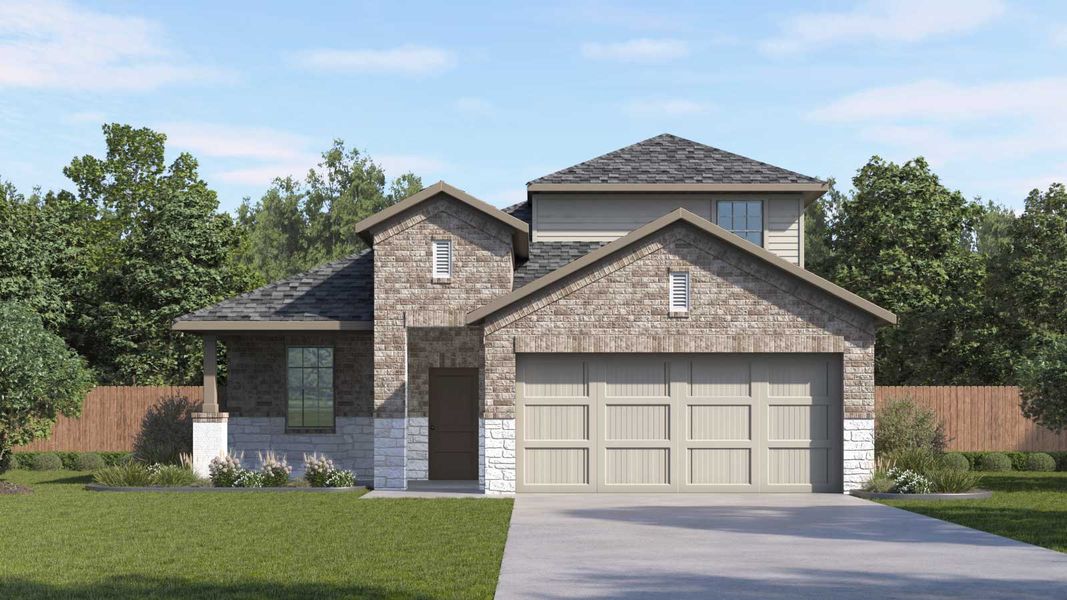 Representative exterior photo of a completed home built from the The Roosevelt by D.R. Horton in Carillon, Manor, TX (Image 2). Representative exterior photo of a completed home built from the The Roosevelt by D.R. Horton in Carillon, Manor, TX (Image 2).