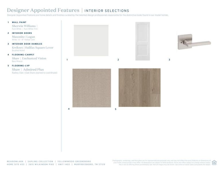 Sample of building materials used in homes in Meadowlark, Murfreesboro (Image 7).