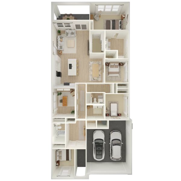 2D floor plan layout for the Cork by K. Hovnanian® Homes in Viviendo, Chandler, AZ (Image 4).
