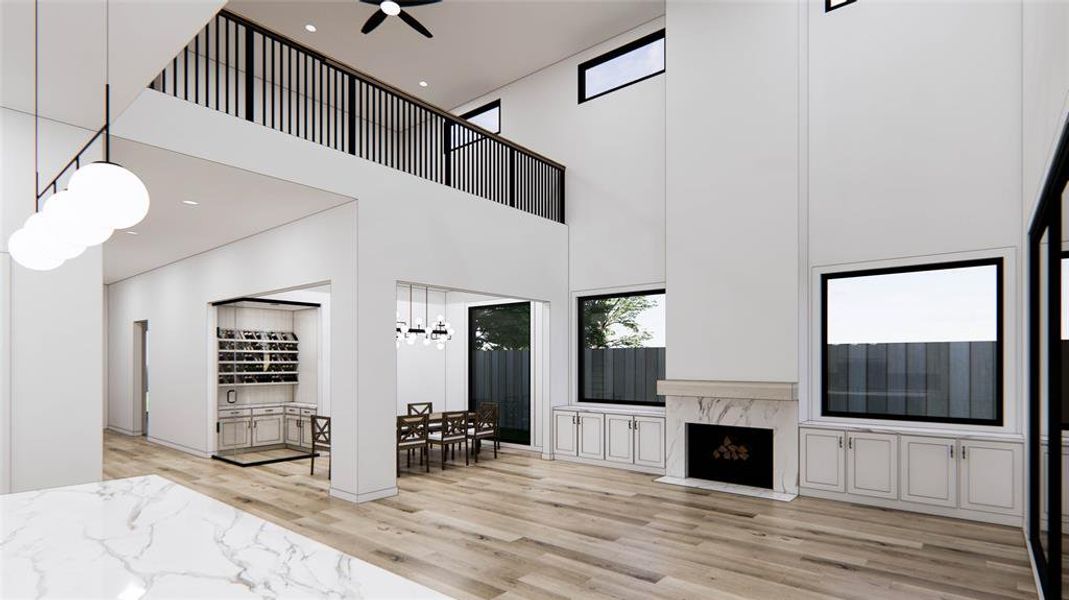 Open concept floorplan with upstairs loft