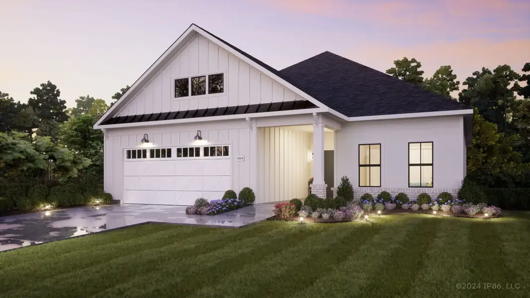 Representative exterior photo of a completed home built from the Salerno by Perfection Builders in The Courtyards at Cornerstone, Andover, KS (Image 11).