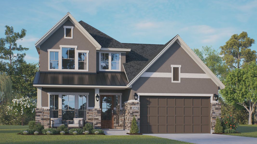 Representative exterior photo of a completed home built from the Pendleton by Chesmar Homes in The Trails, New Caney, TX (Image 5).