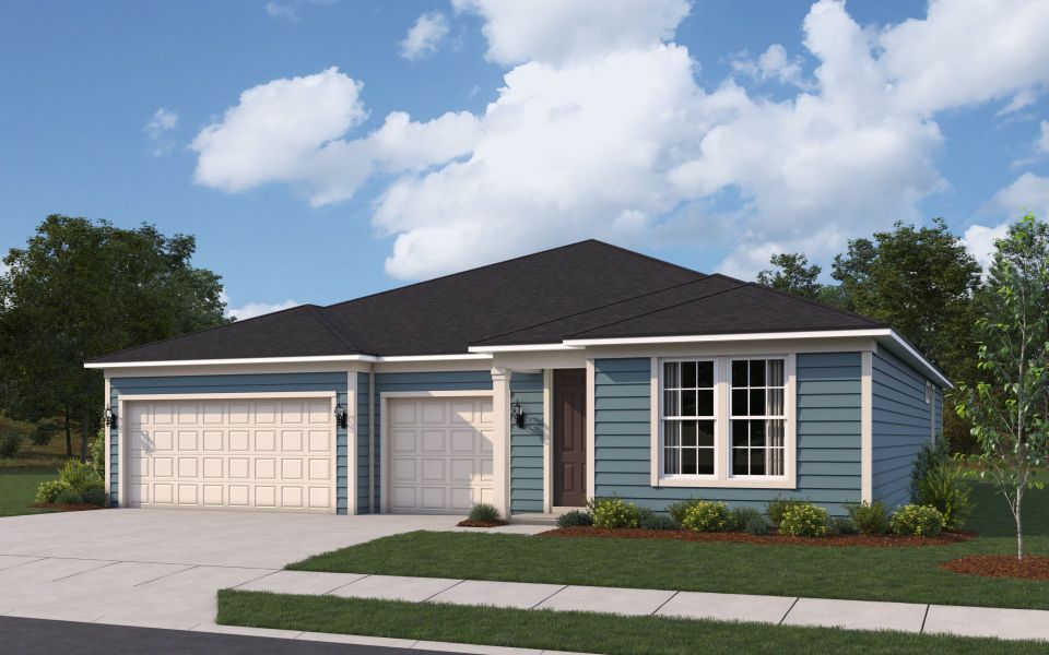 Representative exterior photo of a completed home built from the Mahogany by Pulte Homes in Terrapin Creek, Jacksonville, FL (Image 19). Representative exterior photo of a completed home built from the Mahogany by Pulte Homes in Terrapin Creek, Jacksonville, FL (Image 19).