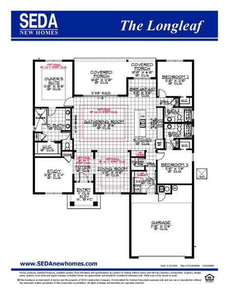 2D floor plan layout for the Longleaf by SEDA New Homes in Sandy Ridge, Yulee, FL (Image 3). 2D floor plan layout for the Longleaf by SEDA New Homes in Sandy Ridge, Yulee, FL (Image 3).