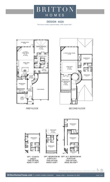 2D floor plan layout for the 442A by Britton Homes in Fields 50', Frisco, TX (Image 3).