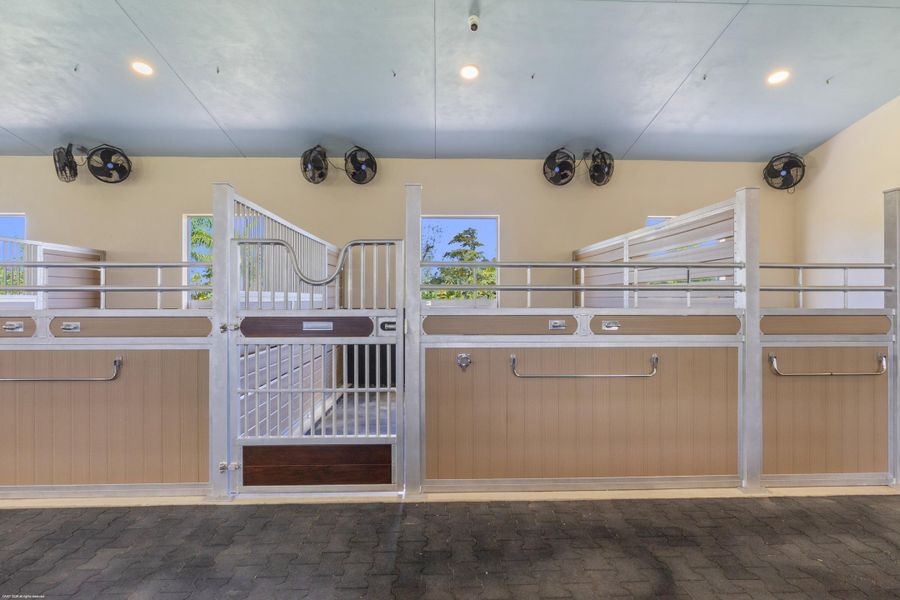 Custom Aluminum Stall doors, Double fans for each stall.