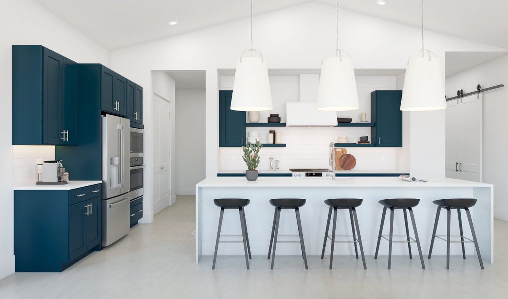 Kitchen with pendant lighting