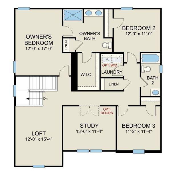 2D floor plan layout for the Prelude - Single Family Homes by Dream Finders Homes in Shiloh Woods, Smithfield, NC (Image 4).