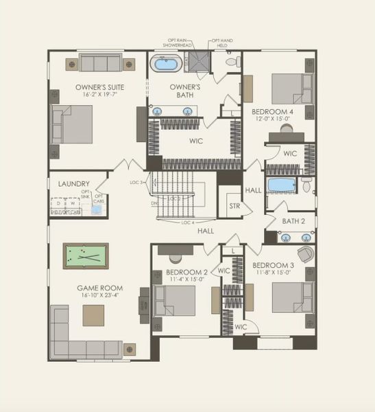 2D floor plan layout for the Layton by Pulte Homes in The Landings at Saint Johns, St. Johns, FL (Image 3). 2D floor plan layout for the Layton by Pulte Homes in The Landings at Saint Johns, St. Johns, FL (Image 3).