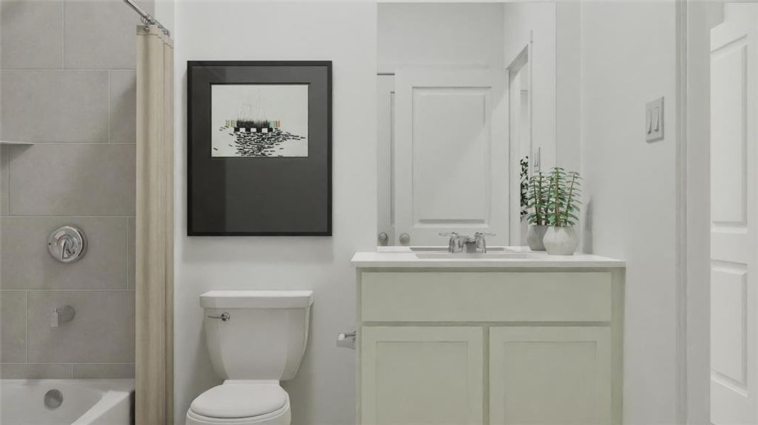 Full bath with vanity and shower / bathtub combination with curtain Full bath with vanity and shower / bathtub combination with curtain