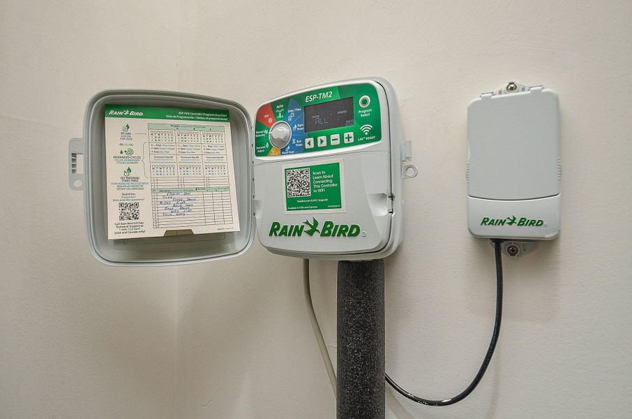 Rain Bird irrigation system for easy management of lawn watering schedules.