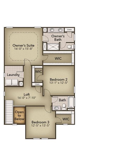 2D floor plan layout for the The Holly by Chesapeake Homes in Highgate, Clayton, NC (Image 6). 2D floor plan layout for the The Holly by Chesapeake Homes in Highgate, Clayton, NC (Image 6).