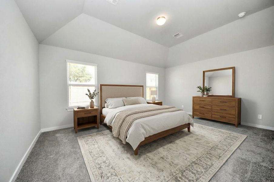 Virtually Staged - Primary Bedroom. Sample photo of completed home with similar floor plan. Actual colors and selections may vary.