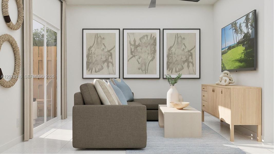 Furnished interior view inside a new home in RosaBella, Miami (Image 5). Furnished interior view inside a new home in RosaBella, Miami (Image 5).