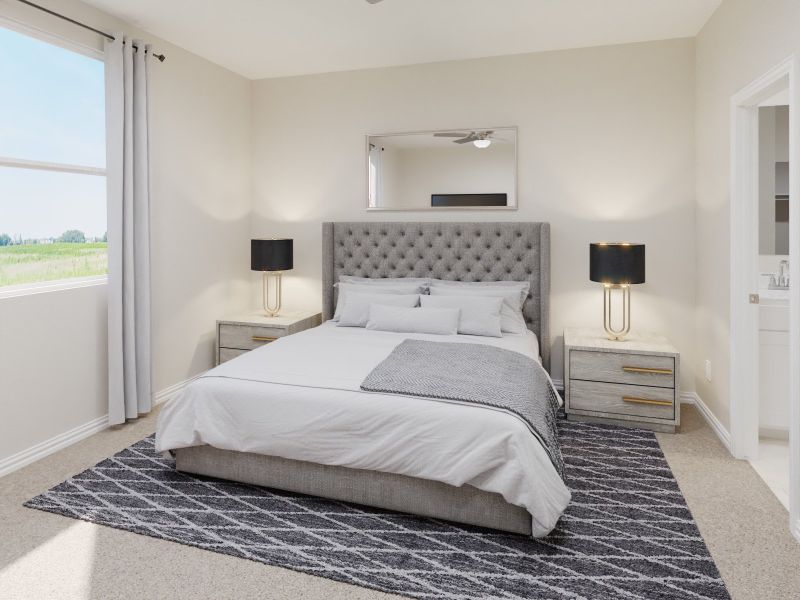 Enjoy the evening in your primary bedroom. Enjoy the evening in your primary bedroom.