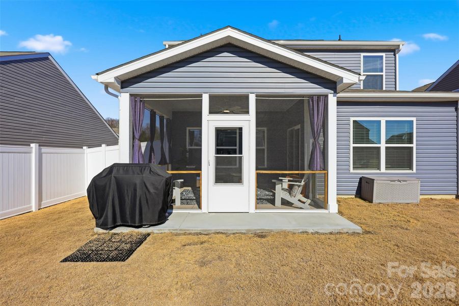 Screened-in porch- on extended cement patio upgrade added after purchase!