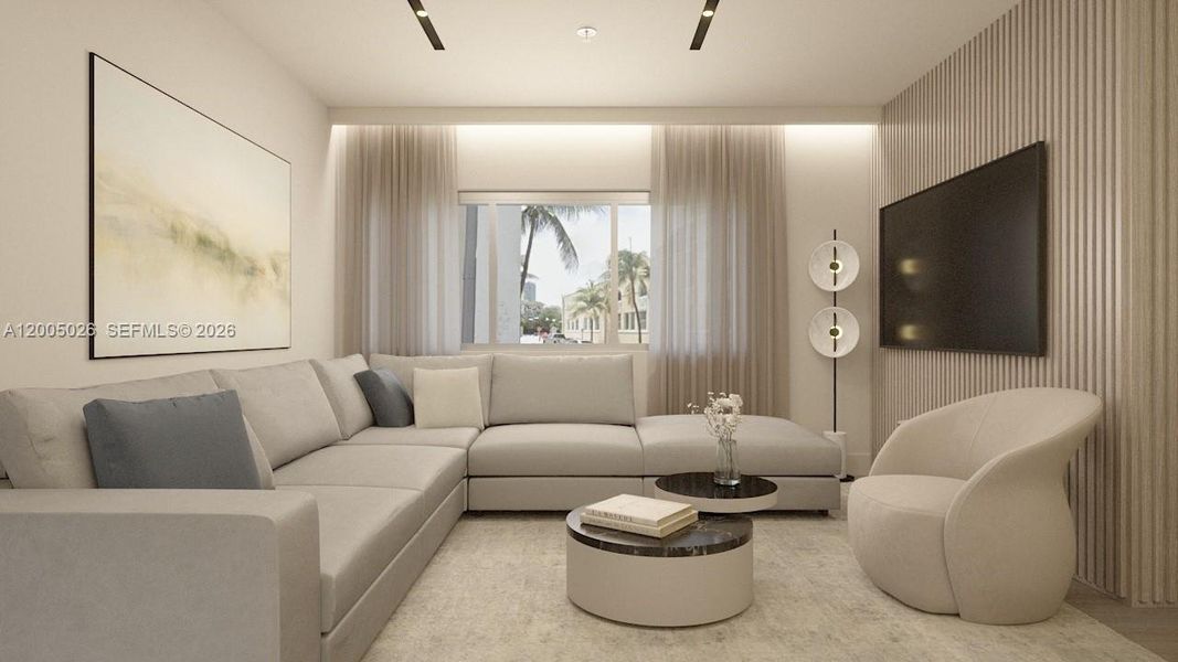 Furnished interior view inside a new home in , Miami Beach (Image 8).