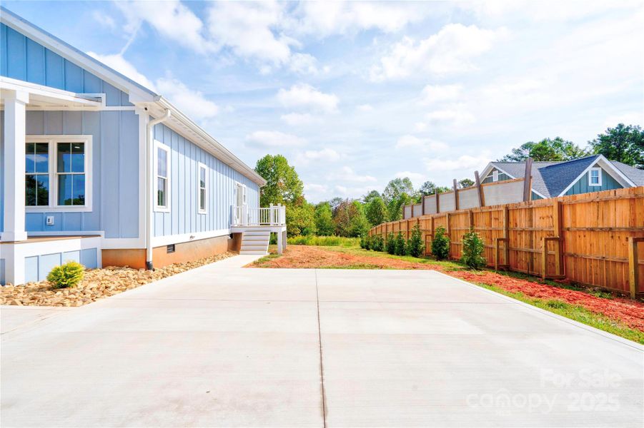 Wide concrete driveway