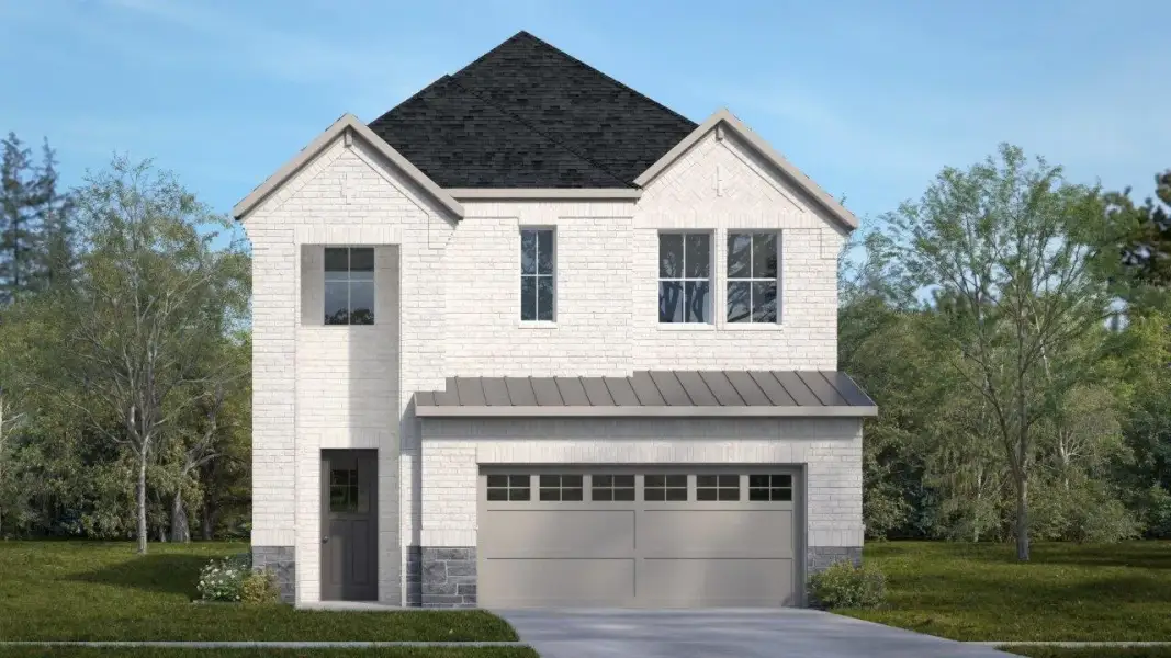 Front exterior of a new home in Royal Court, Little Elm, TX, highlighting curb appeal (Image 1). Front exterior of a new home in Royal Court, Little Elm, TX, highlighting curb appeal (Image 1).