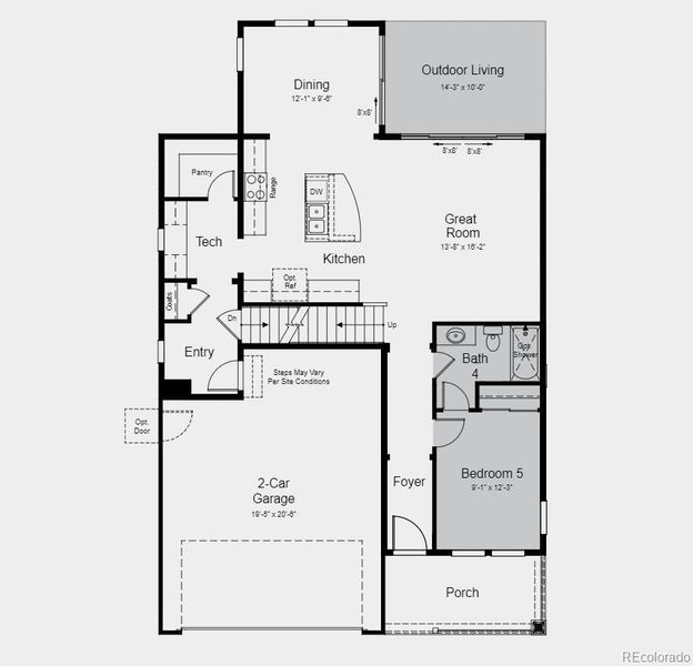 Structural options added include: first floor guest suite with full bath, 12 x 8 sliding glass doors to patio.