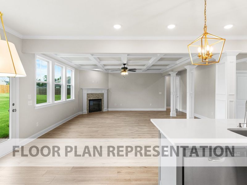 Kitchen to Family Room View | Hemingway Plan by Ivey Homes