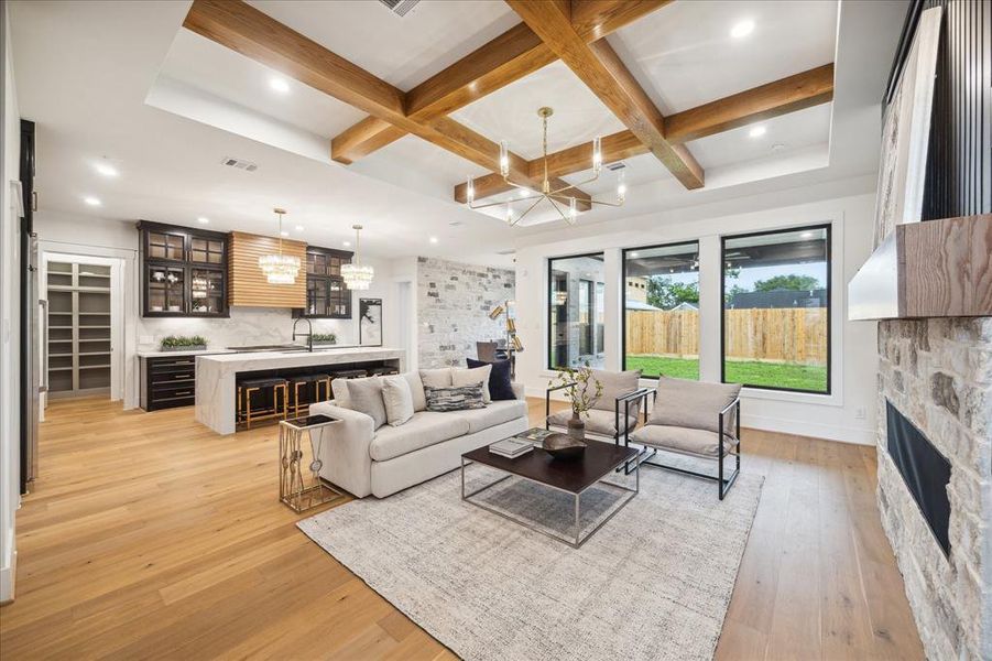 View of the open concept family room, kitchen and breakfast room.