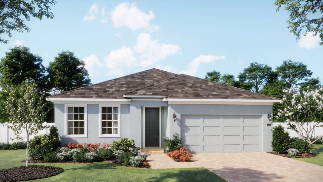 Representative exterior photo of a completed home built from the Wellington by Risewell Homes in Kentucky Square, Sanford, FL (Image 2). Representative exterior photo of a completed home built from the Wellington by Risewell Homes in Kentucky Square, Sanford, FL (Image 2).