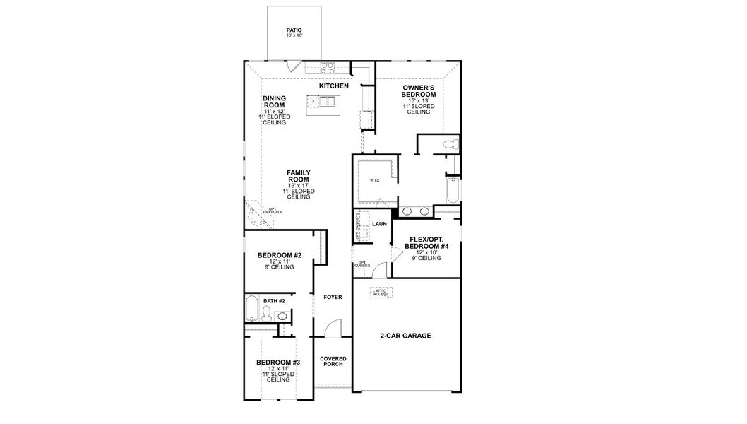 2D floor plan layout for the Acadia by M/I Homes in Chaparral Park, Oak Point, TX (Image 3).