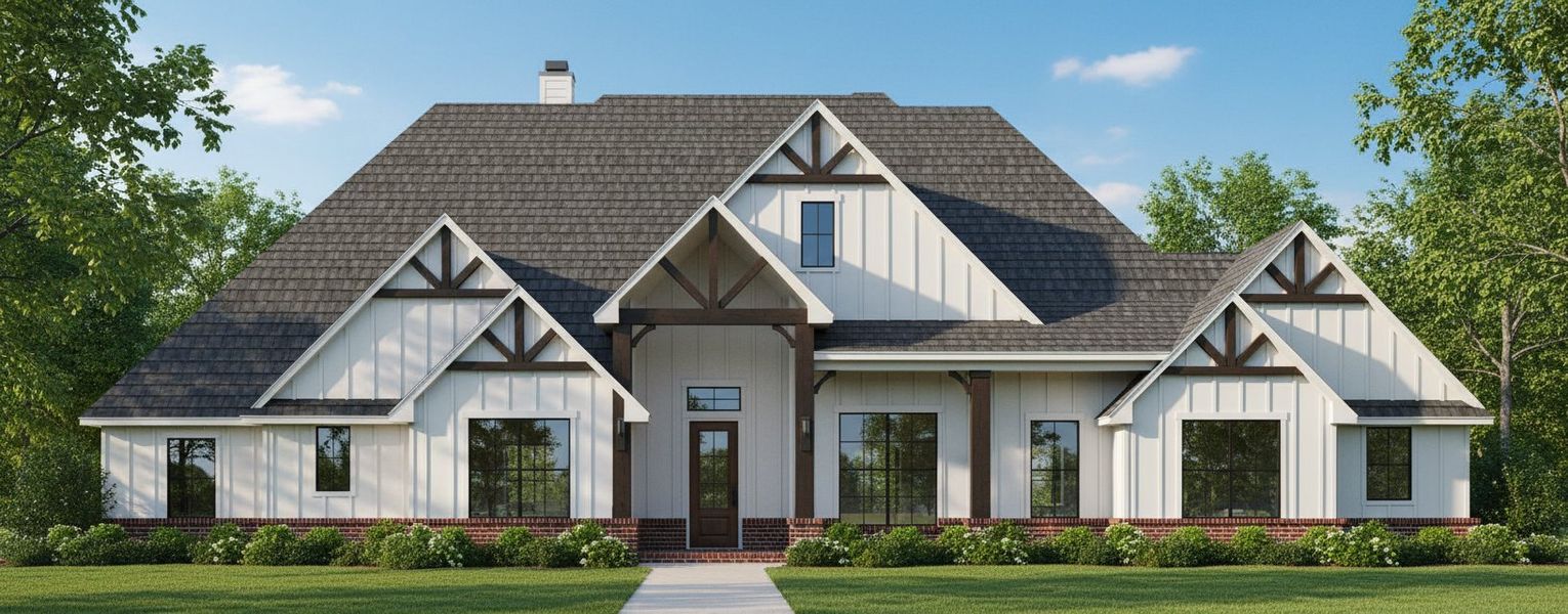 Representative exterior photo of a completed home built from the The Pearland by Kenmark Homes in Santana Ridge - Brock ISD, Weatherford, TX (Image 6).
