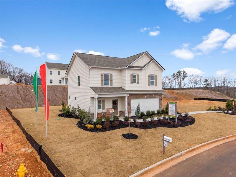 Front exterior of a new home in Varnell Preserve, Dalton, GA, highlighting curb appeal (Image 24).