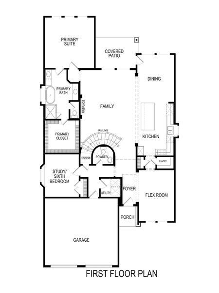 2D floor plan layout for the Princeton 2F-EW by First Texas Homes in Las Lomas, Forney, TX (Image 6).