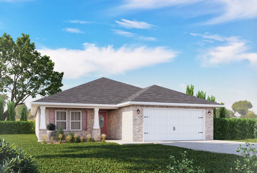 Representative exterior photo of a completed home built from the The Carlos by Herbst Homes in Doyle Hawkins Landing, Navarre, FL (Image 24).