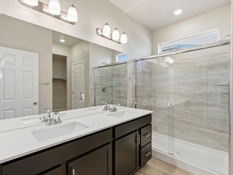 Furnished interior view inside a new home in Buffalo Highlands: The Canyon Collection, Commerce City (Image 12).