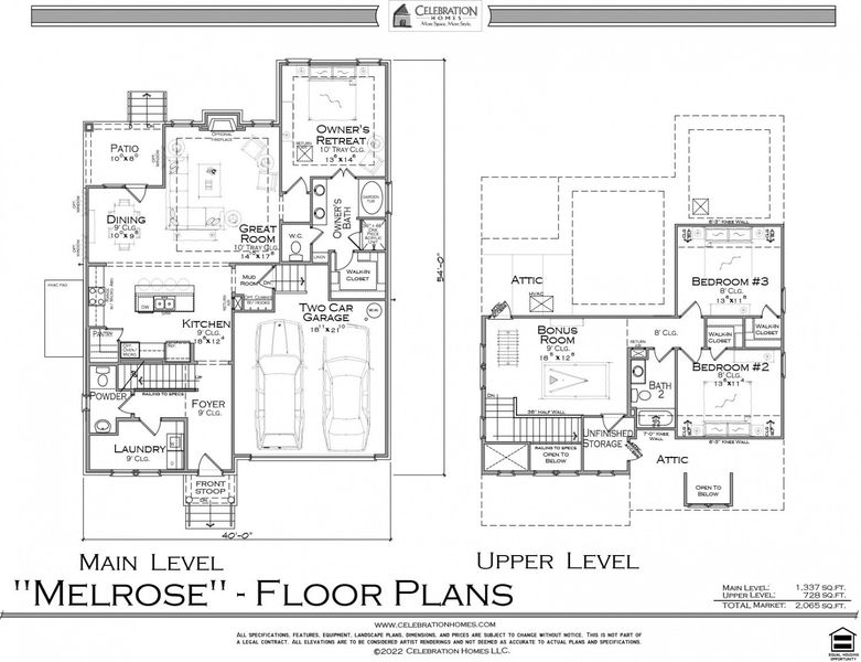 2D floor plan layout for the Melrose by Celebration Homes in Harvest Point, Spring Hill, TN (Image 3).