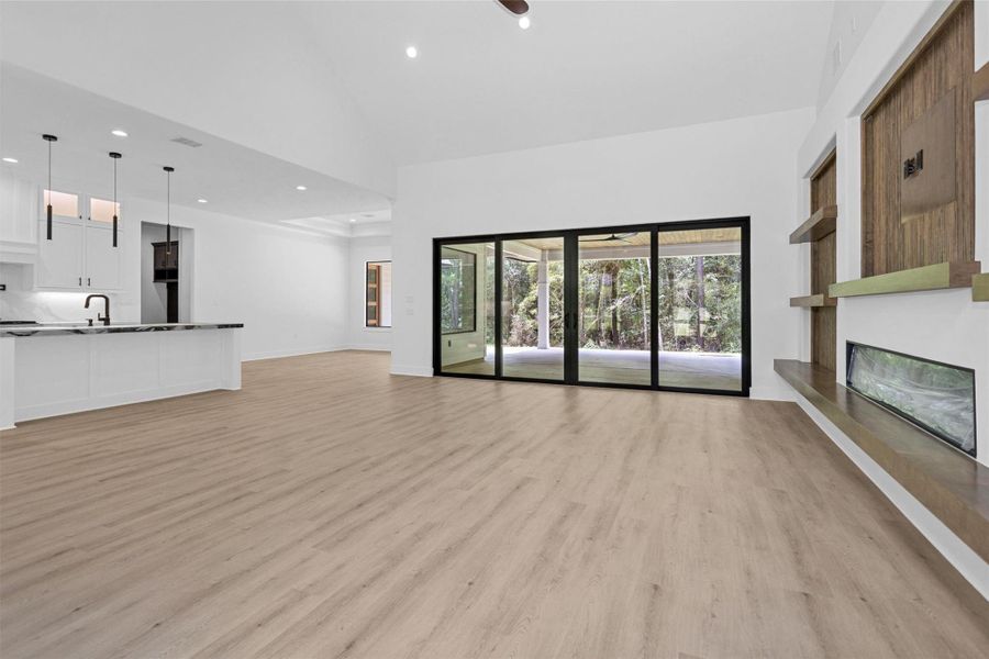 Large living space with 80” fireplace. Gorgeous!