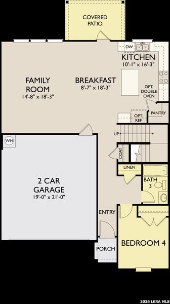 2D floor plan layout of this home in Saddlebrook Ranch, Schertz, TX (Image 3).