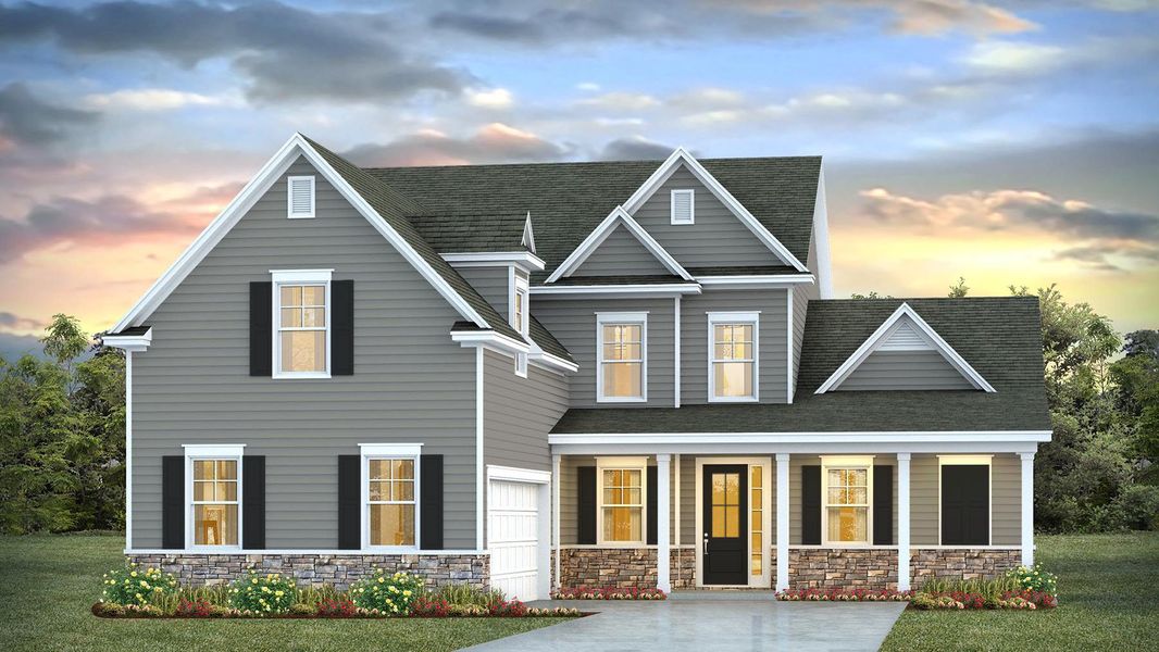 Front exterior of a new home in Auberon Woods, Conway, SC, highlighting curb appeal (Image 1).