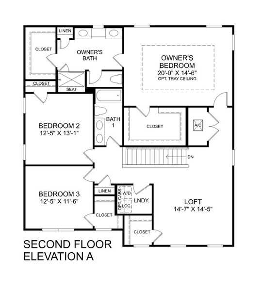 2D floor plan layout for the Hadley Bay by Ryan Homes in Reserve at Lake Meadows, Ocoee, FL (Image 2).