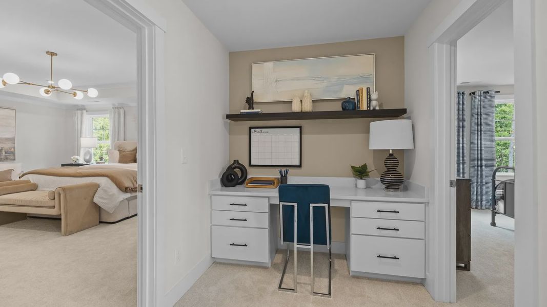 Award-winning feature built-in desk option in the Jordan Design by DRB Homes in York, SC