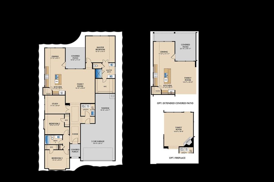2D floor plan layout of this home in La Terra at Uptown Celina, Celina, TX (Image 2).