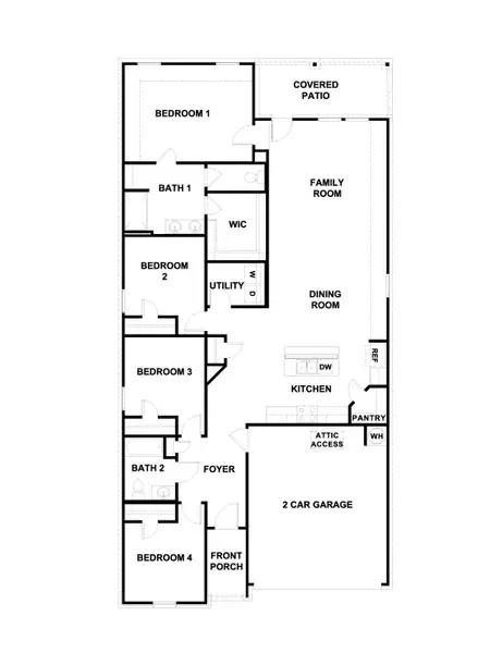 2D floor plan layout for the The Gaven by D.R. Horton in Briarwood, Elgin, TX (Image 3).